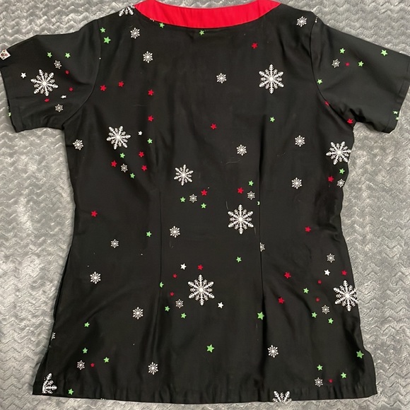 Small Let it Snow Christmas Scrub Top - Picture 2 of 5